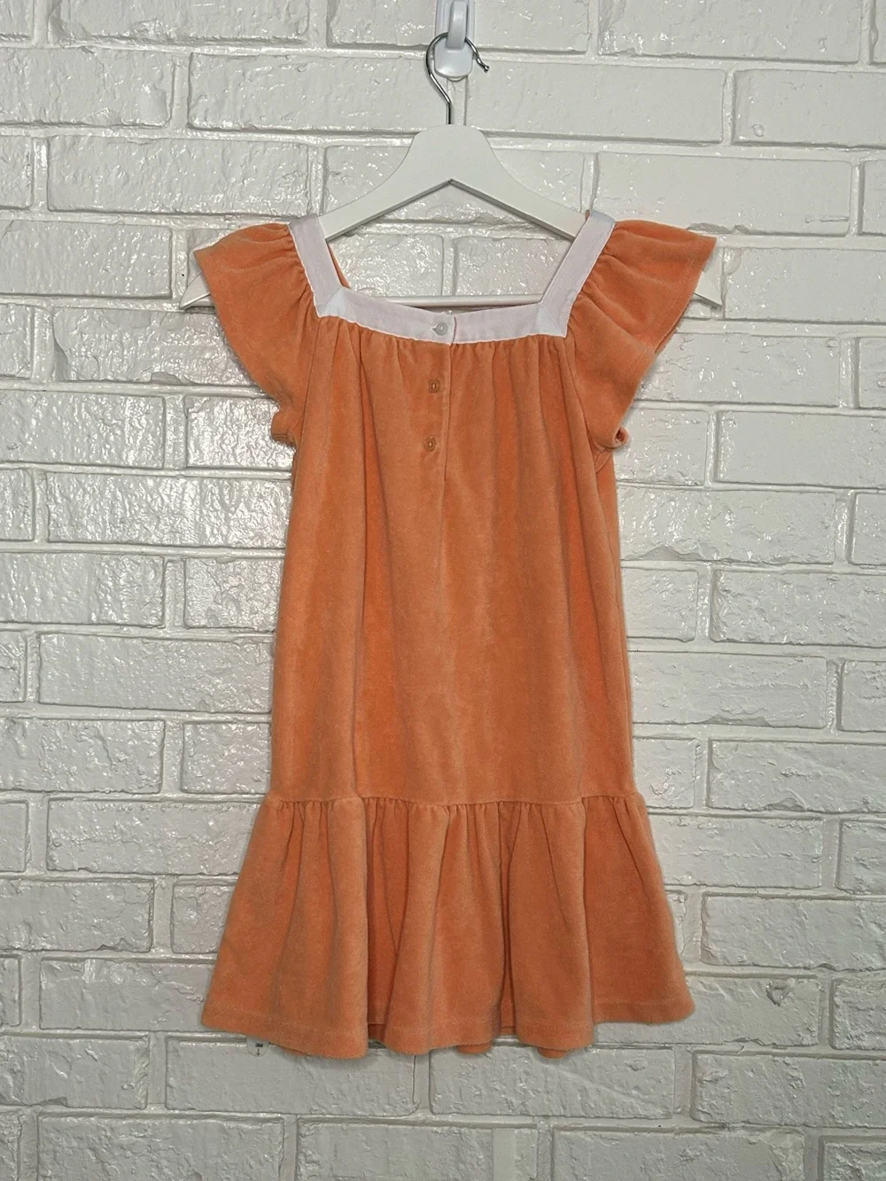 Janie and Jack Orange Flutter Sleeve Coverup with White Neckline Girls Sz 7